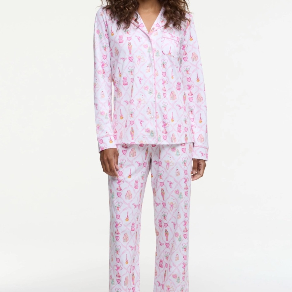 Roller Rabbit x LoveShackFancy Sugarplum Lattice NWT long sleeve polo pajamas